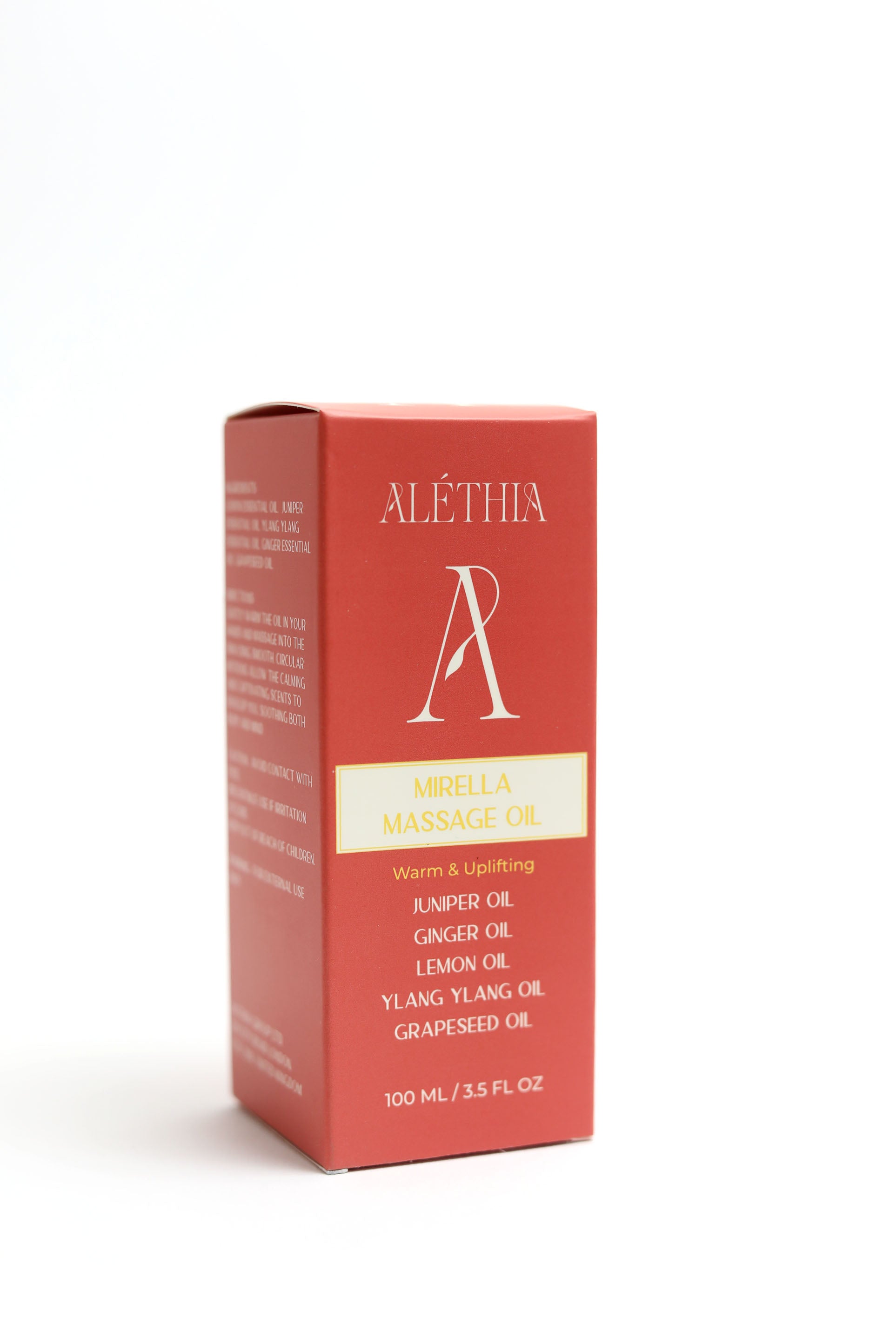 MIRELLA Uplifting Massage Oil – Ginger, Juniper & Ylang Ylang – Alethia Skin
