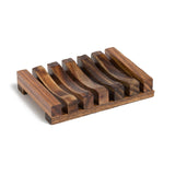 SISI Wooden Soap Dish – Dark-Stained Curved Slatted Soap Holder – Alethia Skin